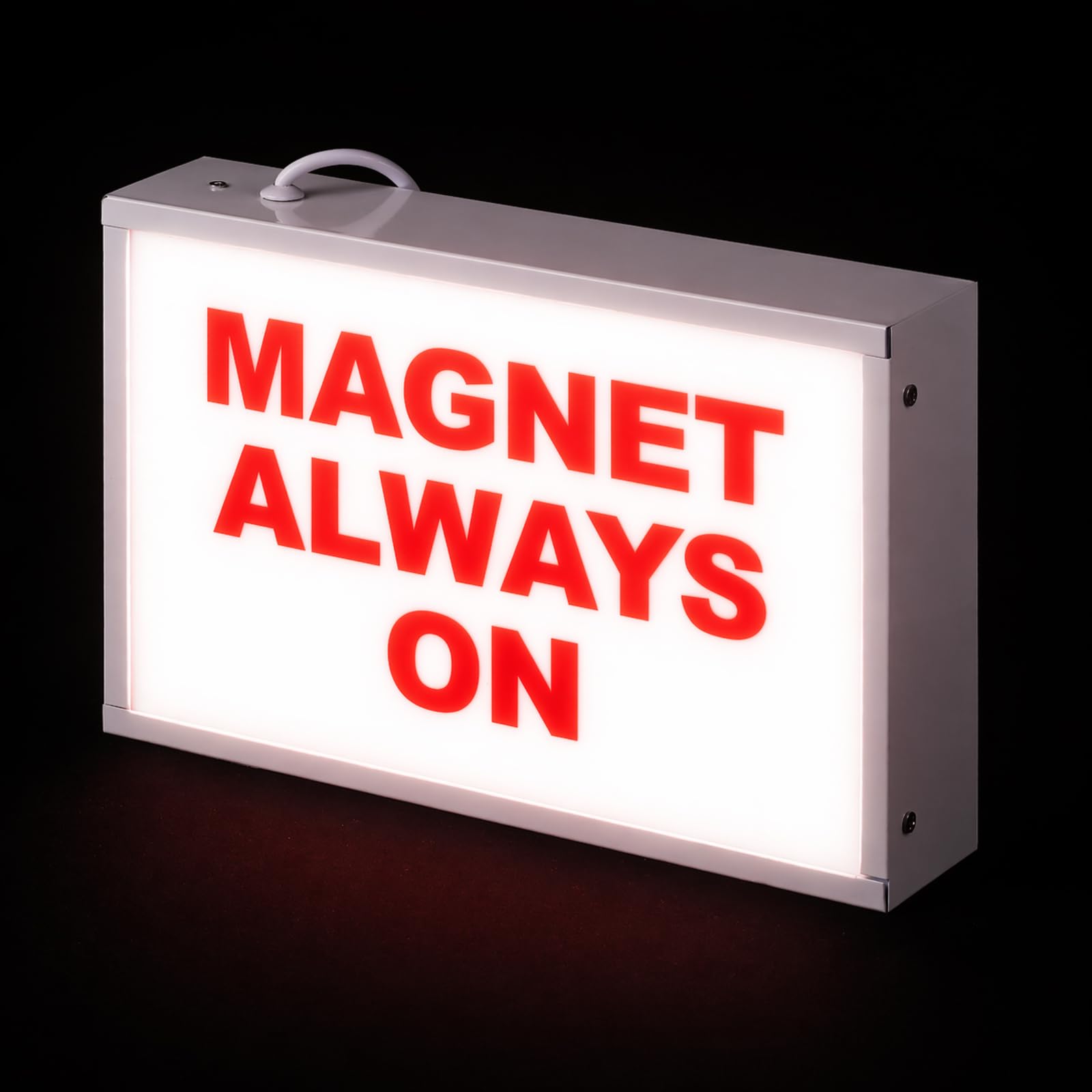 MAGNET ALWAYS ON LED Warning Sign, 120 VAC Hardwired Wall Mount, Metal Case