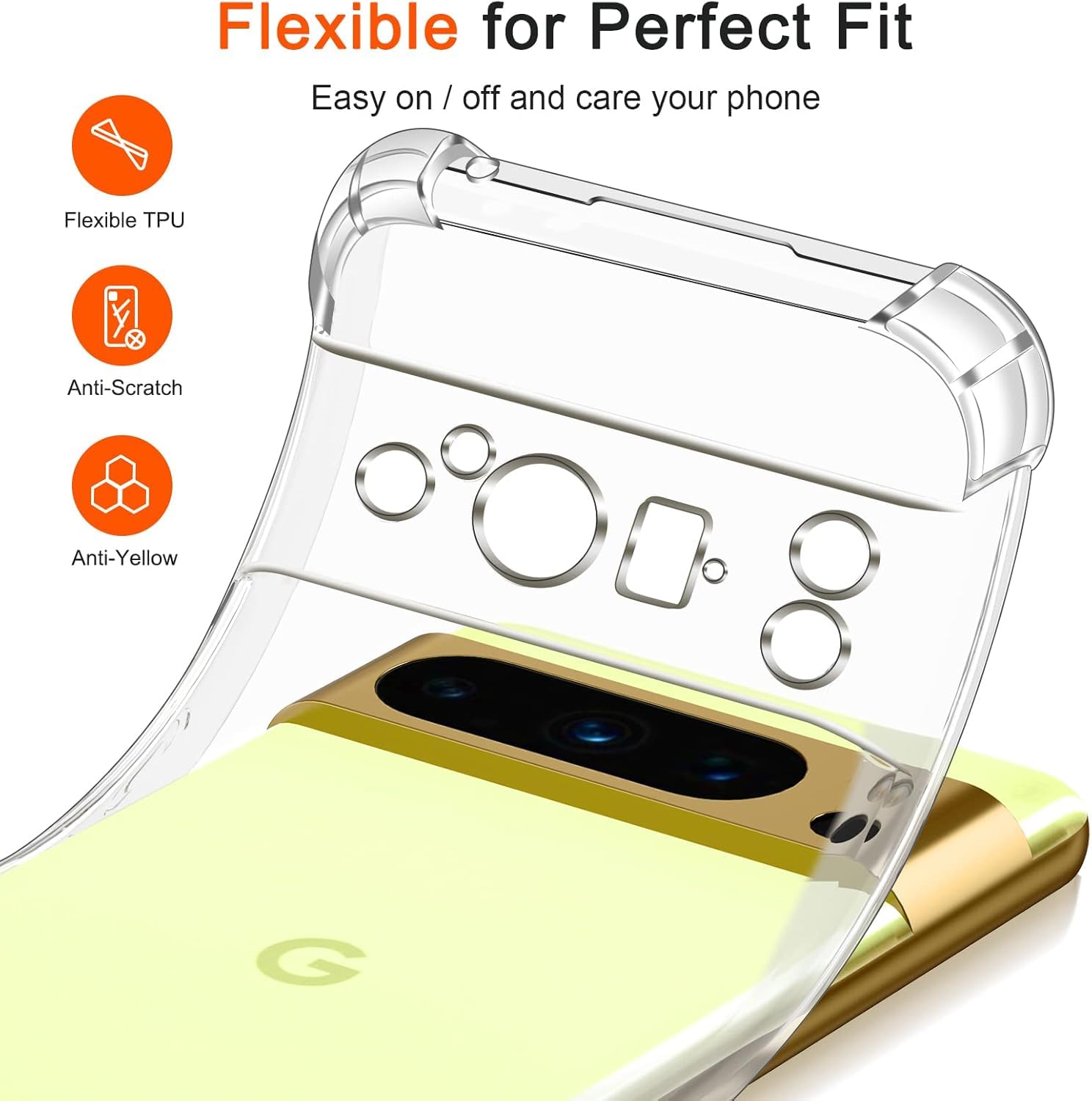 Coiwxmoi Cover per Google Pixel 8 Pro con Cordino 6,7,Trasparente Custodia con Laccio Tracolla Corda Catena Cinghia,Ultra Morbido Silicone TPU Antiurto Case per Google 8 Pro 5G, Nero