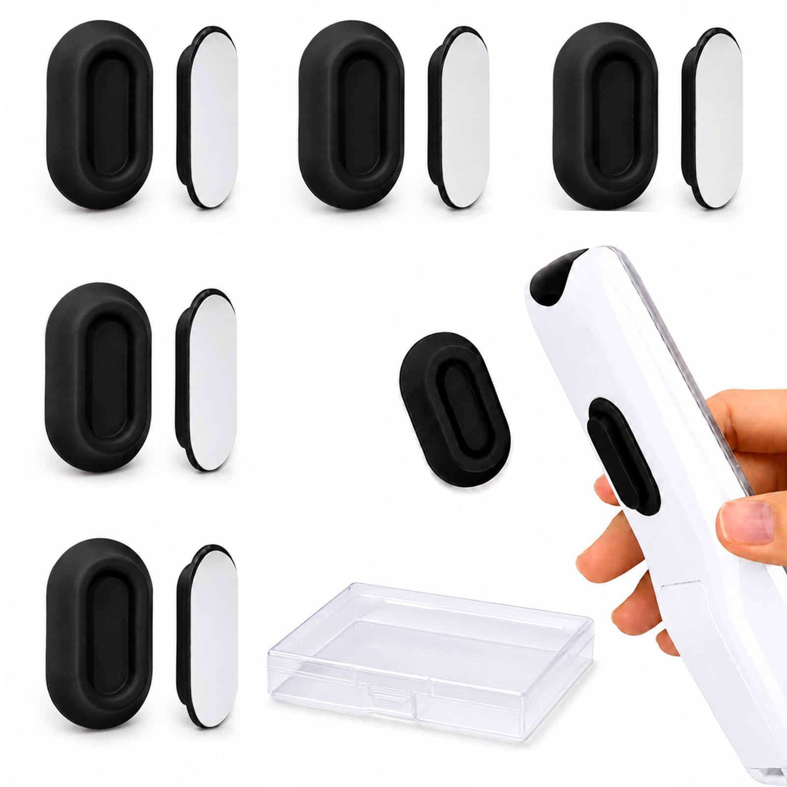 Duseu 5 PCS Magnetic Remote Control Holder Wall Mount, Drill-Fre-Black