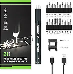 JAKEMY Electric Screwdriver, 3 Gears Torque Adjustable Laptop Cordless Screwdiver Set, Rechargeable Mini Computer Screwdriver Kit for Electronics Repair with Shadowless LED Lamp