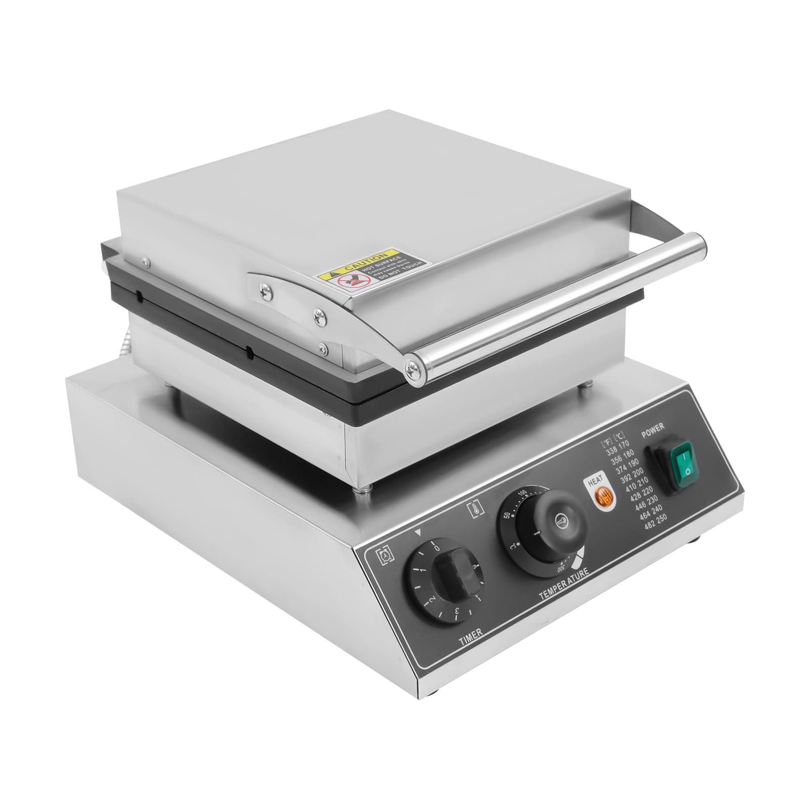Gofrera eléctrica de 220 V, antiadherente, para 4 gofres de espiga de trigo, 1,7 kW, de acero inoxidable, con temporizador y control de temperatura, ideal para uso doméstico y comercial