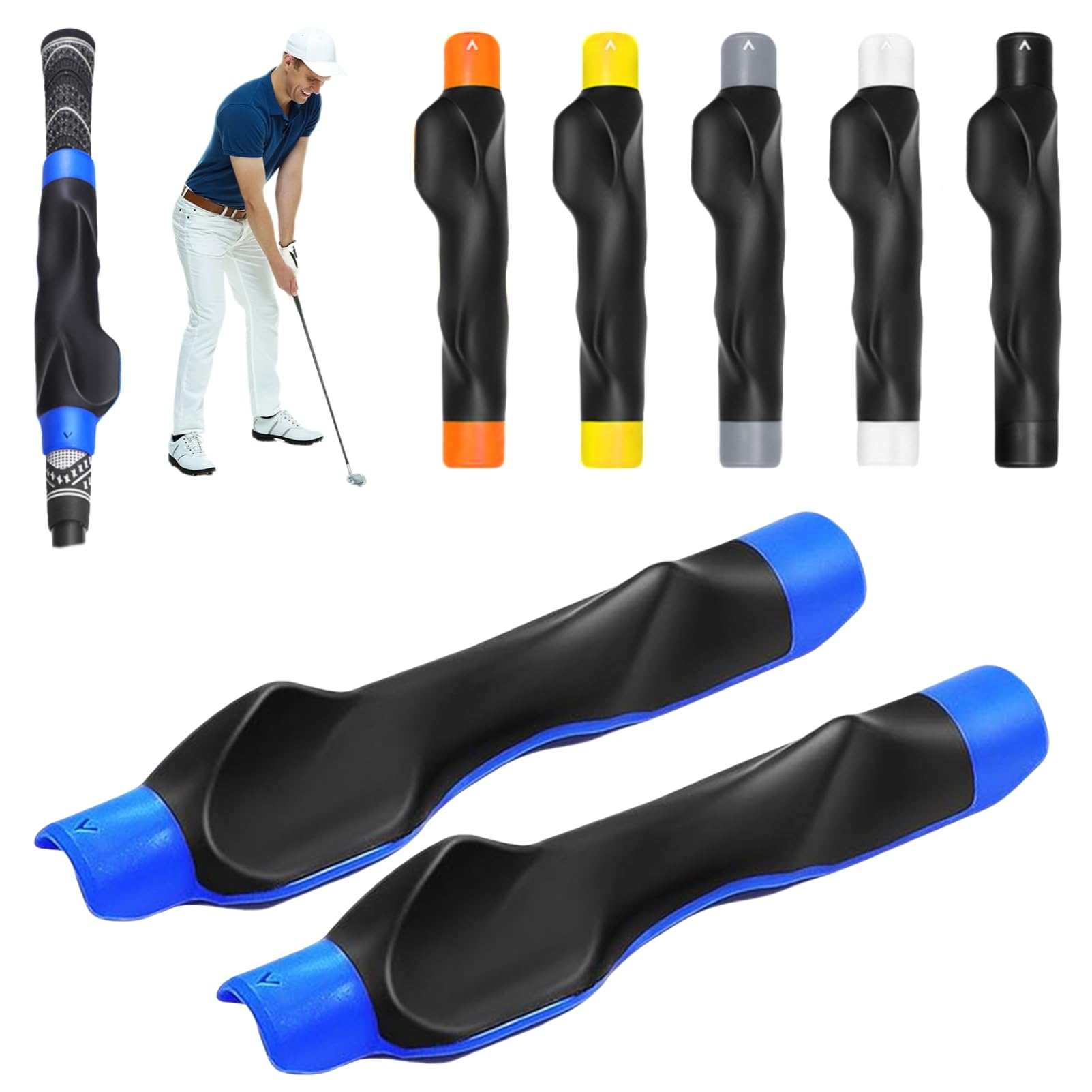 Kryilut Swing True Grip Trainer 2.0, Golf Grip Trainer, Right Hand Golf Grip Training Aid, Grip Swing Trainers for Golf Clubs, Corrects Golf Grip Posture and Improves Swing Accuracy (Blue, 2pcs)
