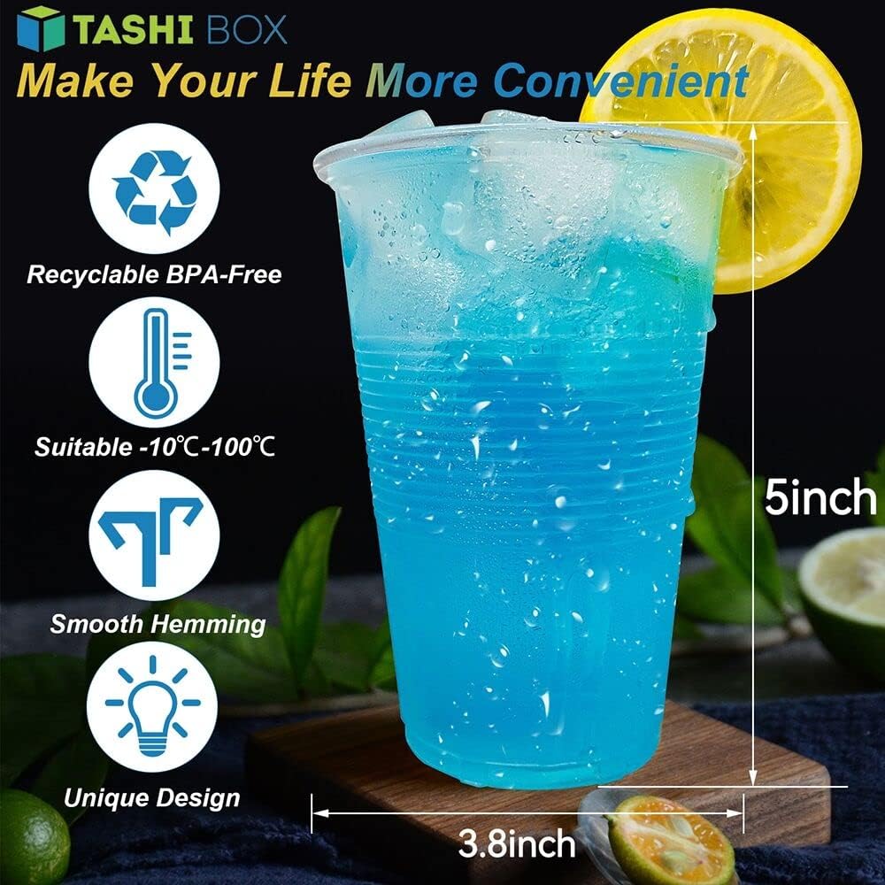 TashiBox 16 oz disposable clear plastic party cups, 100 count