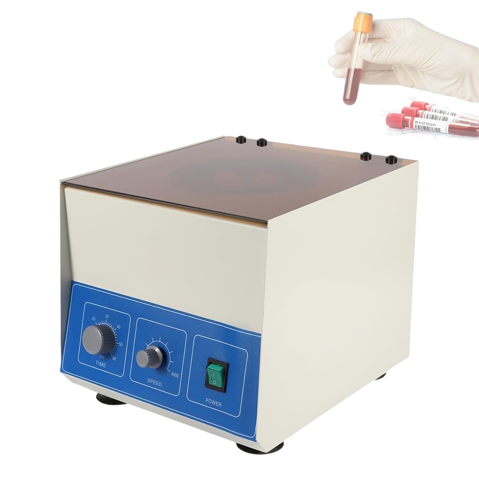 Centrífuga eléctrica de sobremesa, centrífuga de laboratorio con control de velocidad, centrífuga de sobremesa de baja velocidad, rango de tiempo de 0 a 60 min, 6 tubos de 50ml de gran capacidad