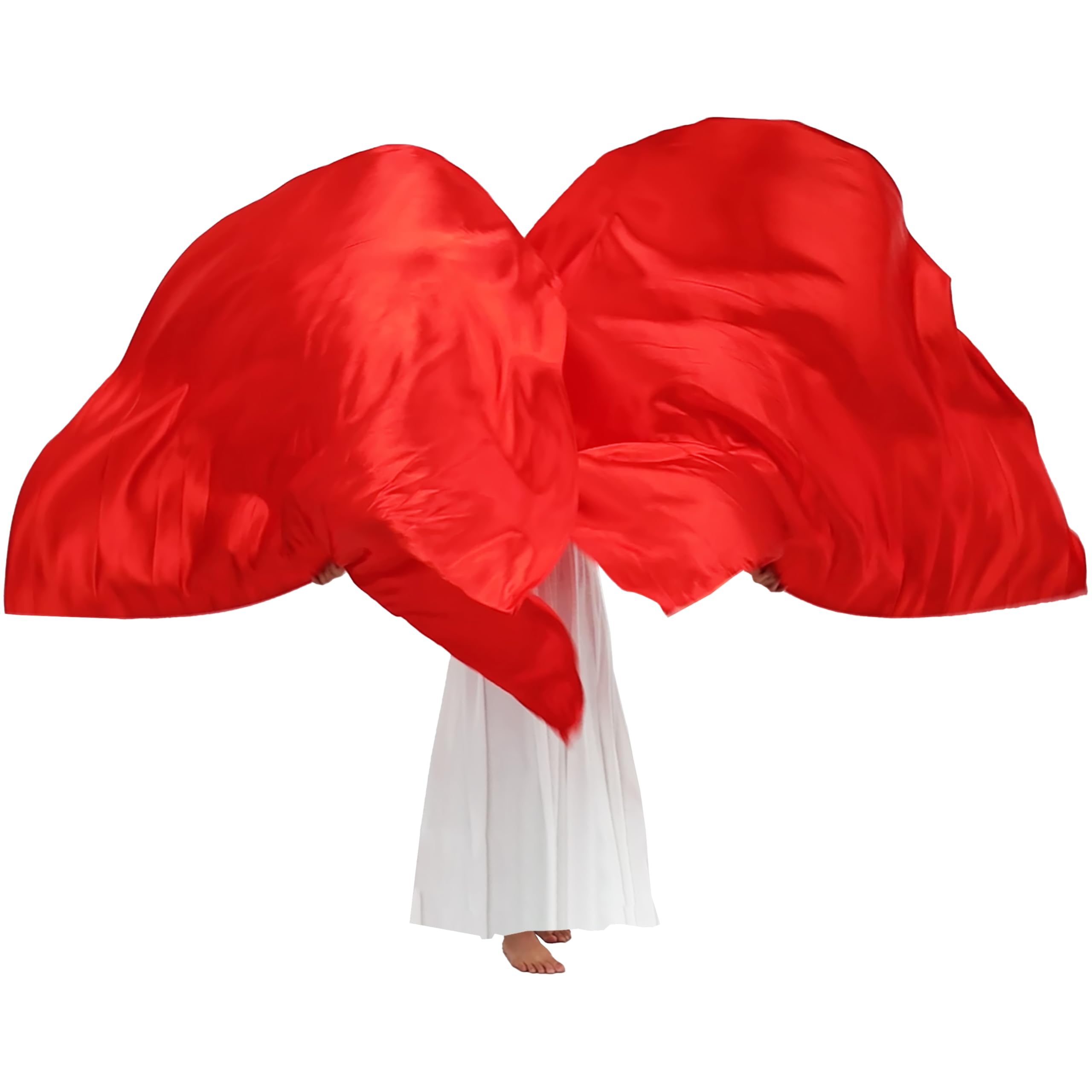 Wuchieal 74" x 55" Large soft semicircle Worship Flags, satin semicircle Banner Praise Flag with Scalable Rods 1 pairs (Red)