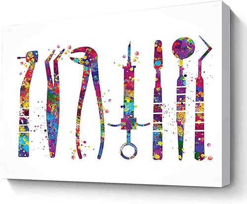 Miniatura 10 de MBARE Arte de pared de paisaje de acuarela, silla de dentista, impresión de acuarela, arte dental, arte dental, decoración de estomatología,