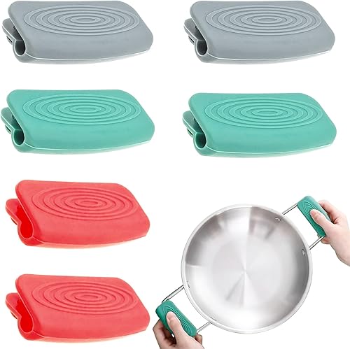 3 pares de soporte de silicona para mango de sartén de hierro fundido, protectores antideslizantes para ollas, funda para sartén y horno, utensilios