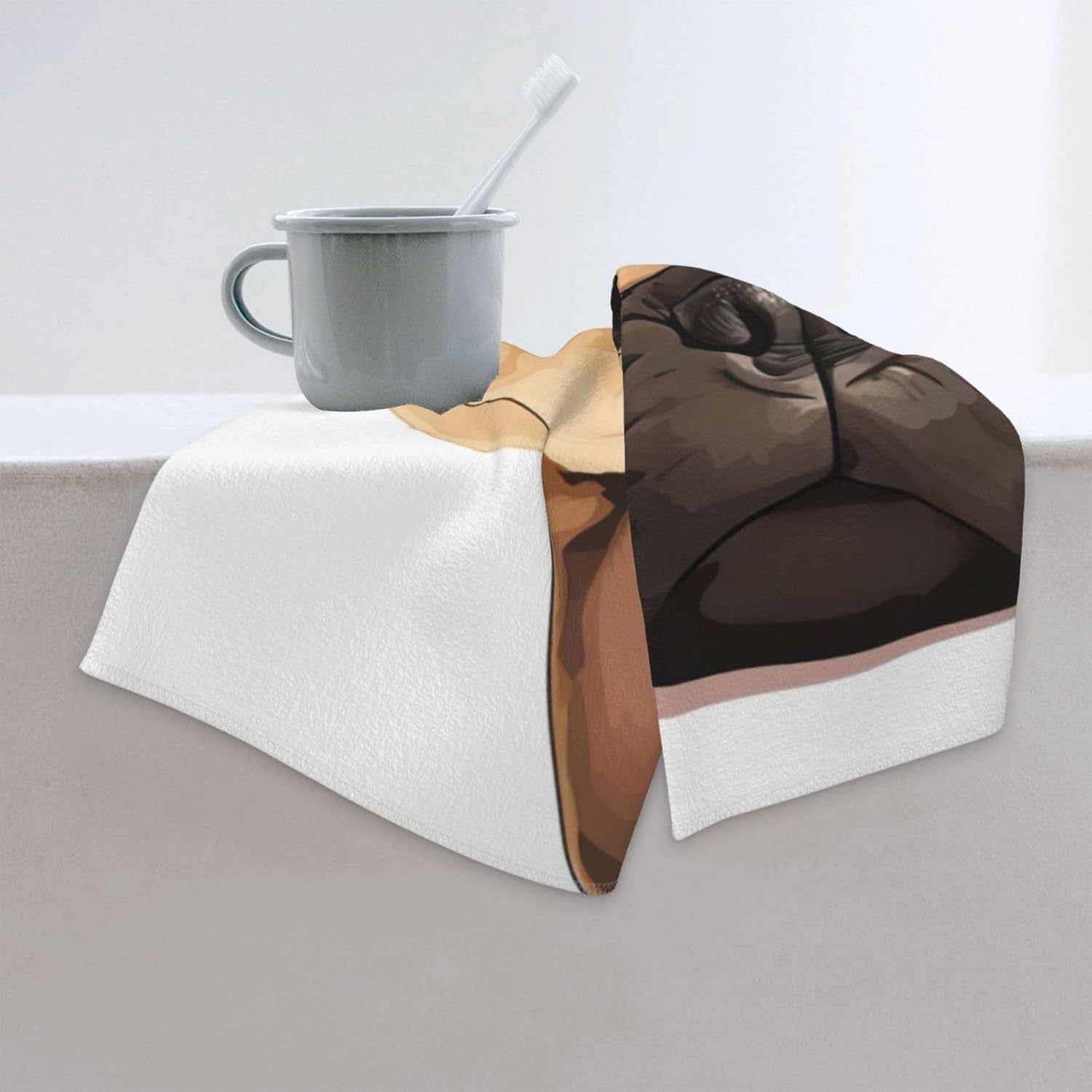 Animal Dog French Bulldog Print Hand Towels for Kitchen, Decorative Bathroom Towels Decor Farmhouse Cute for Men Women Gifts