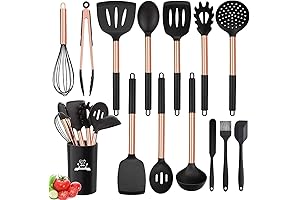 Copper Stainless Steel 14-Piece Silicone Cooking Utensil Set
