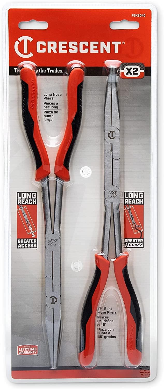 Tор Rаtеd Crescent 2 Pc. X2 Straight and Bent Long Nose Dual Material Plier Set - PSX204C , Red Bеѕt Dеаl Crescent 2 Pc. X2 Straight and Bent Long Nose Dual Material Plier Set - PSX204C , Red