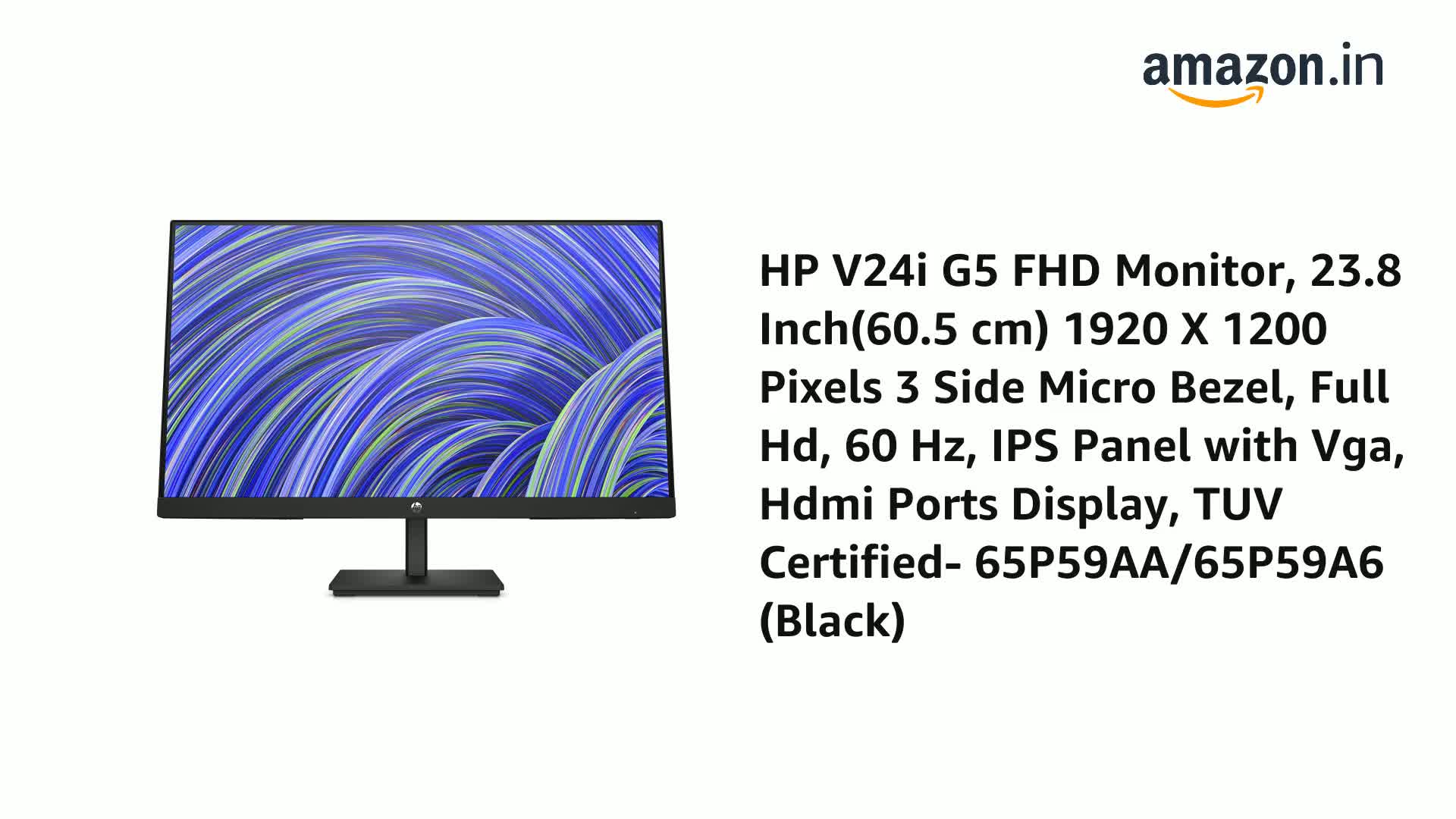 HP V24i G5 FHD Monitor, 23.8 Inch(60.5 cm) 1920 X 1200 Pixels 3