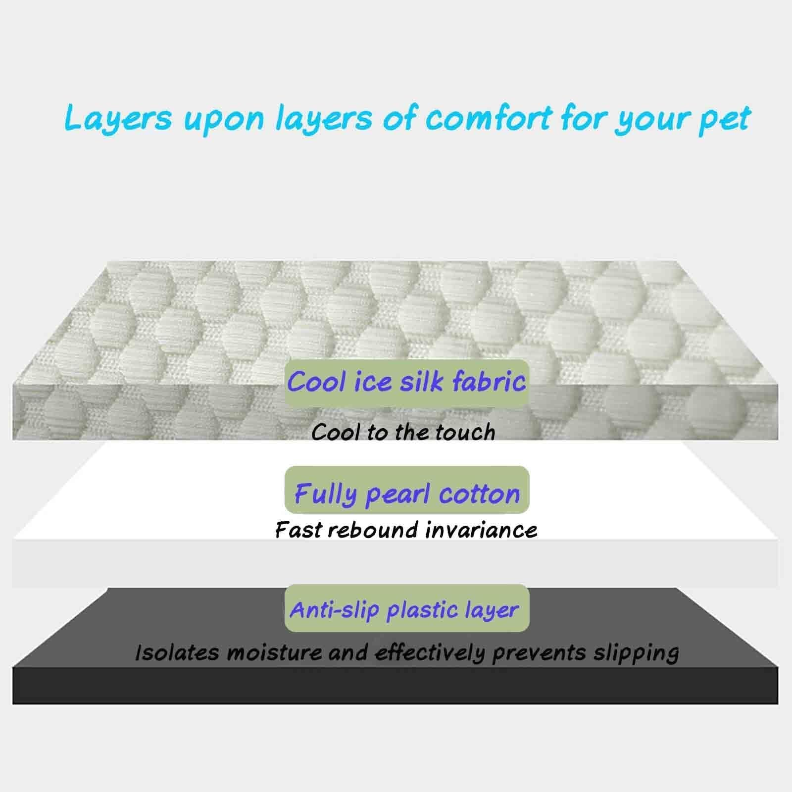 Ice Silk - Cuccia rinfrescante per animali domestici, traspirante, lavabile, per cani e gatti di taglia piccola, media e grande (blu, XXL)