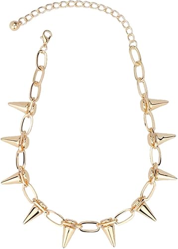 Gargantilla punk punk con tachuelas góticas punk collar de remache gargantilla de moda Cool Punk Metal Spike tachonado cadena de eslabones unisex