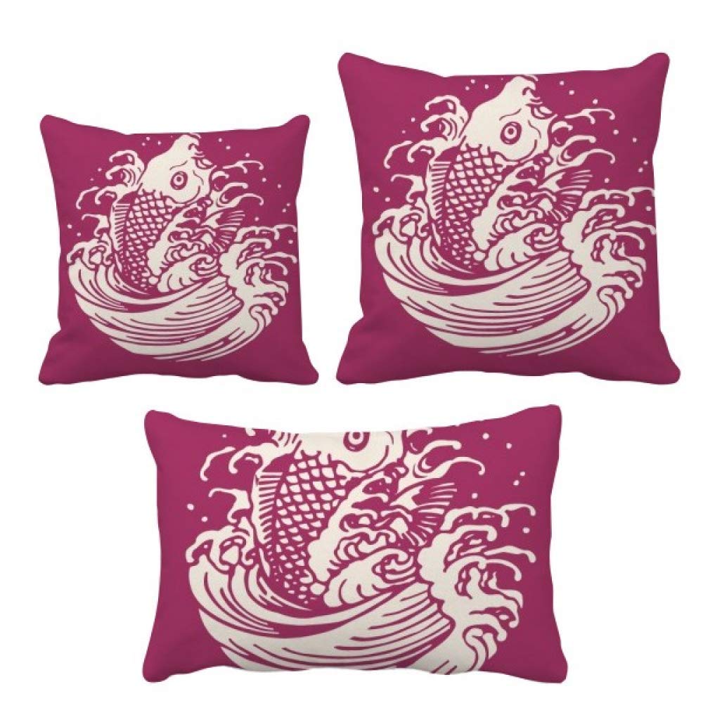 Housse de coussin poissons japonais aux finitions soignées pour décoration élégante