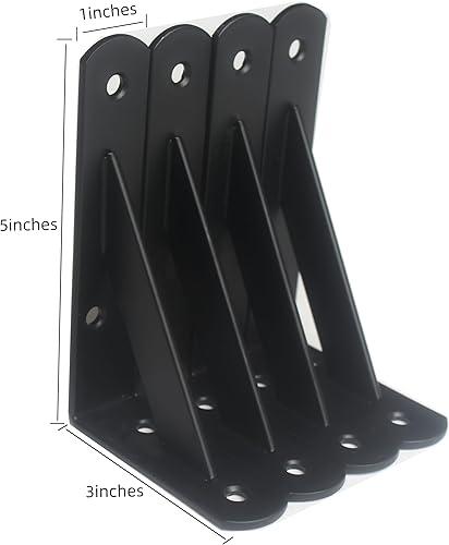 Vista 37 de Paquete de 4 soportes de estante resistentes de 8 pulgadas de largo x 6 pulgadas de alto con tornillos, soportes de estante de metal, soportes