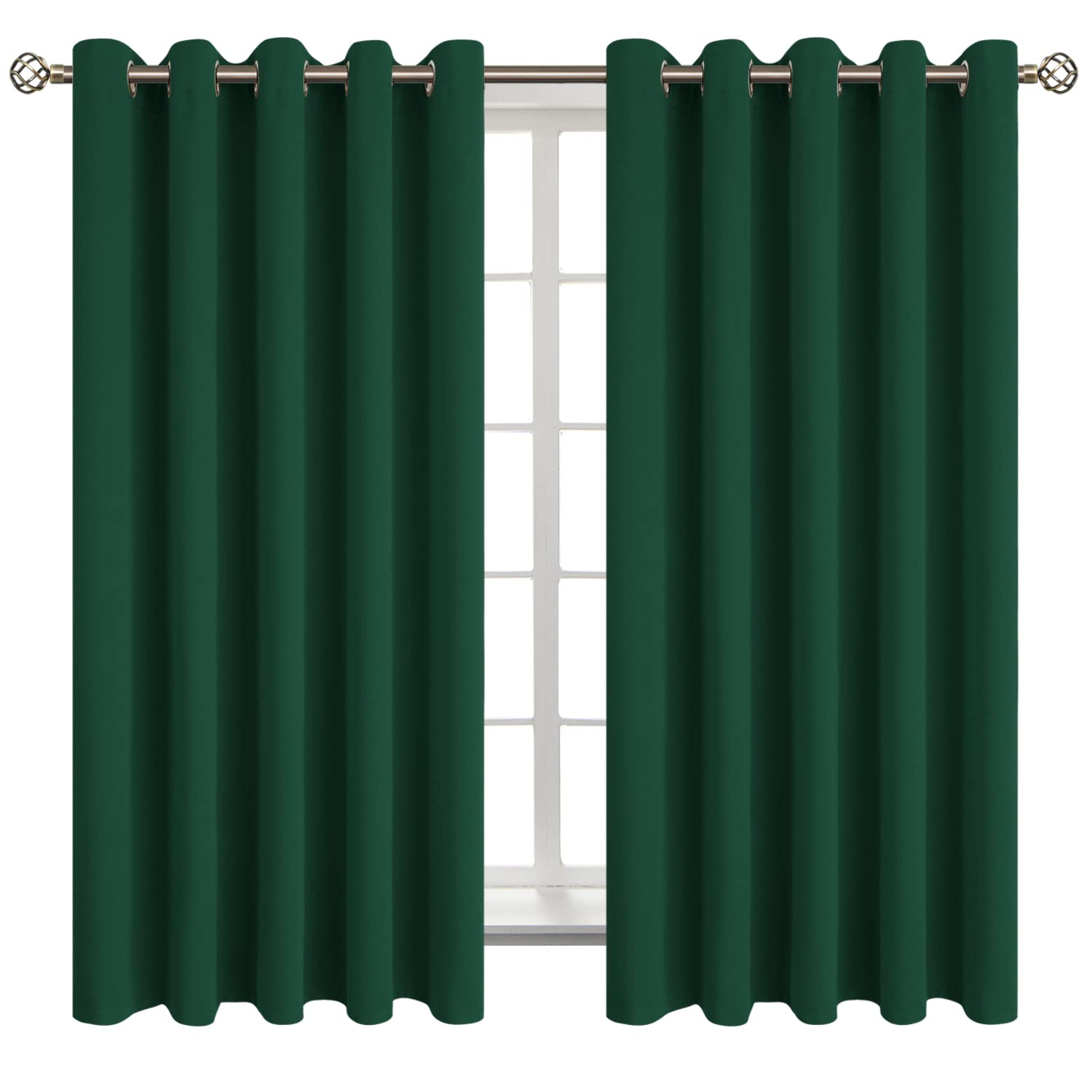 BGment Emerald Green Blackout Curtains for Bedroom 63 Inch Long - 2 Panels