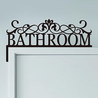 CUTHOLLOW Floral Lace Bathroom Door Topper Sign Wall Art Decor, 11.8"x5.9" Metal Unique Vintage Hanging Above Door Frame Corner Accent for Modern Home Rest Room Toilet, Best Gift for Housewarming