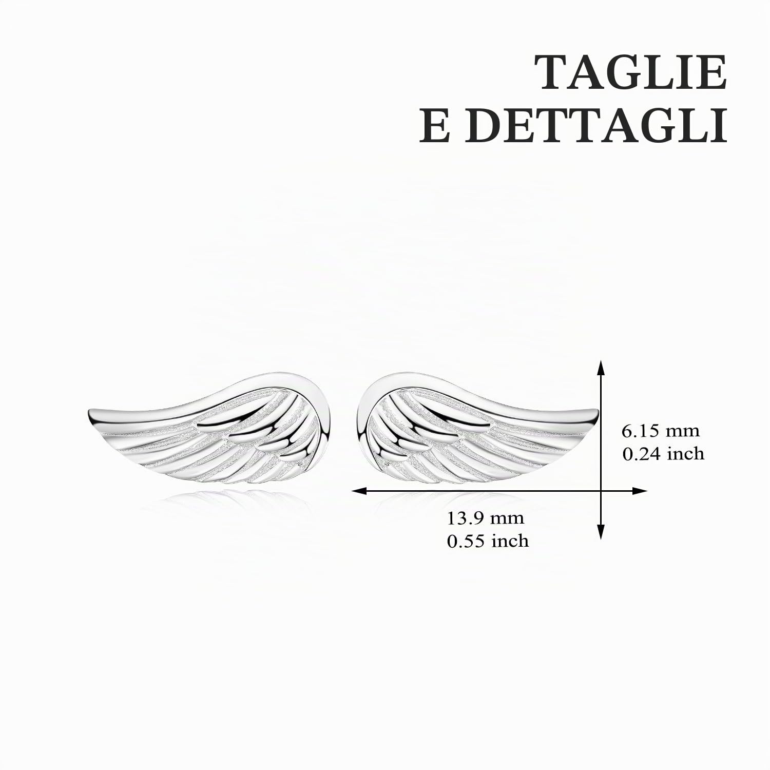 Angel Wings Stud Earrings,Dangle earrings,Adjustable Rings,Pendant Necklace Sterling Silver Guardian Angel Wing Studs Jewellery for Women Girls