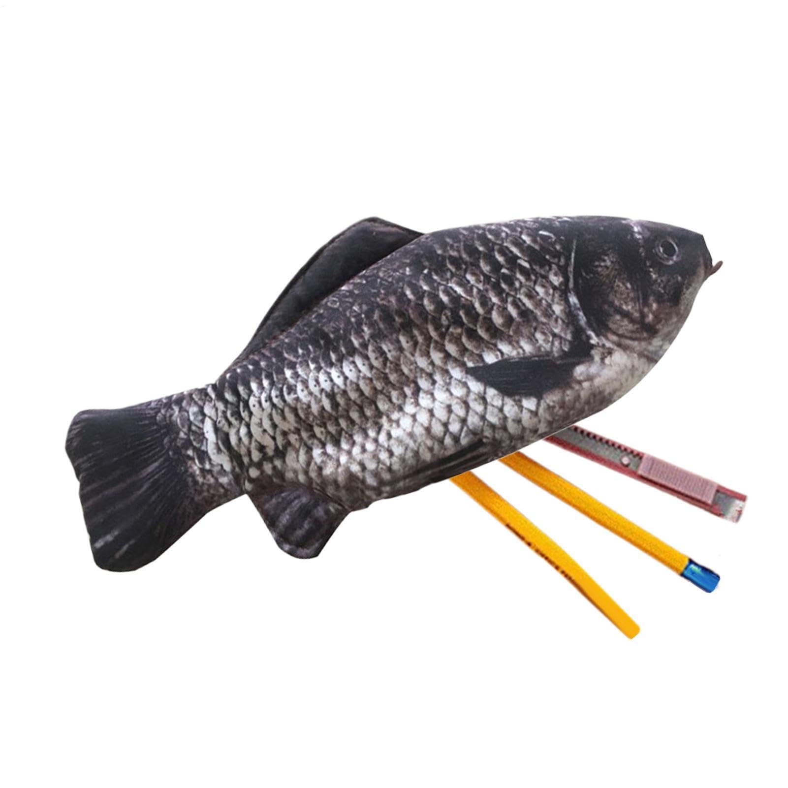 Fisch-Federmäppchen Realistische Karpfenform Stiftehalter Organizer | Ausgefallenes Federmäppchen Für Mädchen Kinder Zurück Zur Schule College Kindergarten Make-up-Zubehör