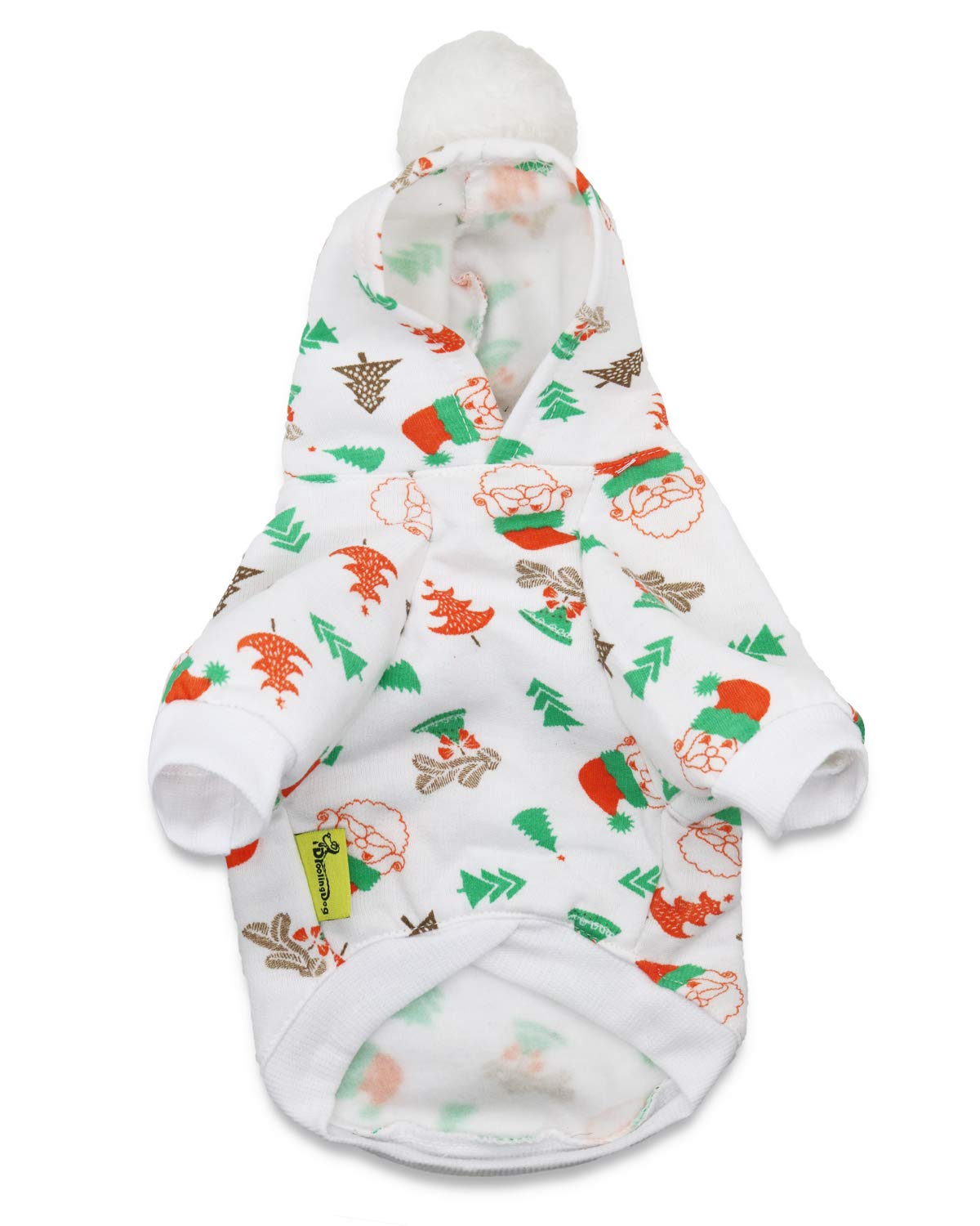 DroolingDog Christmas Dog Hoodie - Santa Costume with Leash Hole for Small Dogs