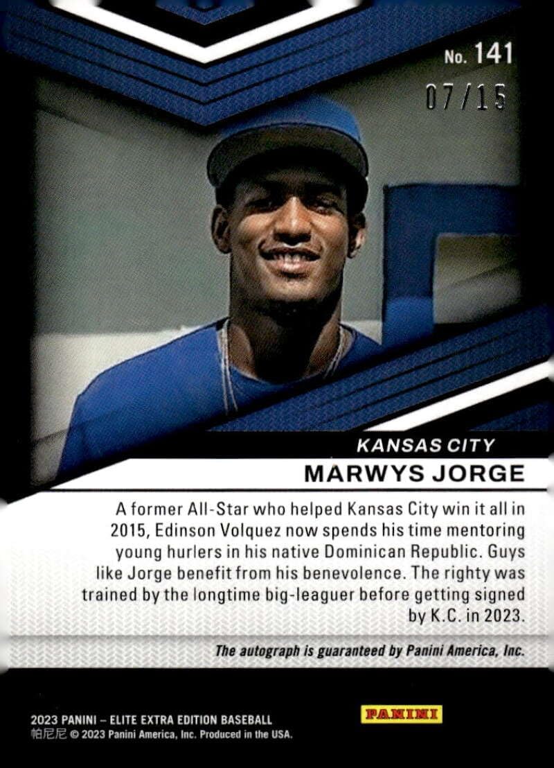 MARWYS JORGE RC AUTO 2023 Panini Elite Extra Edition /15 Signatures Blue FOTL #141 Pre-ROOKIE Royals NM-MT Baseball