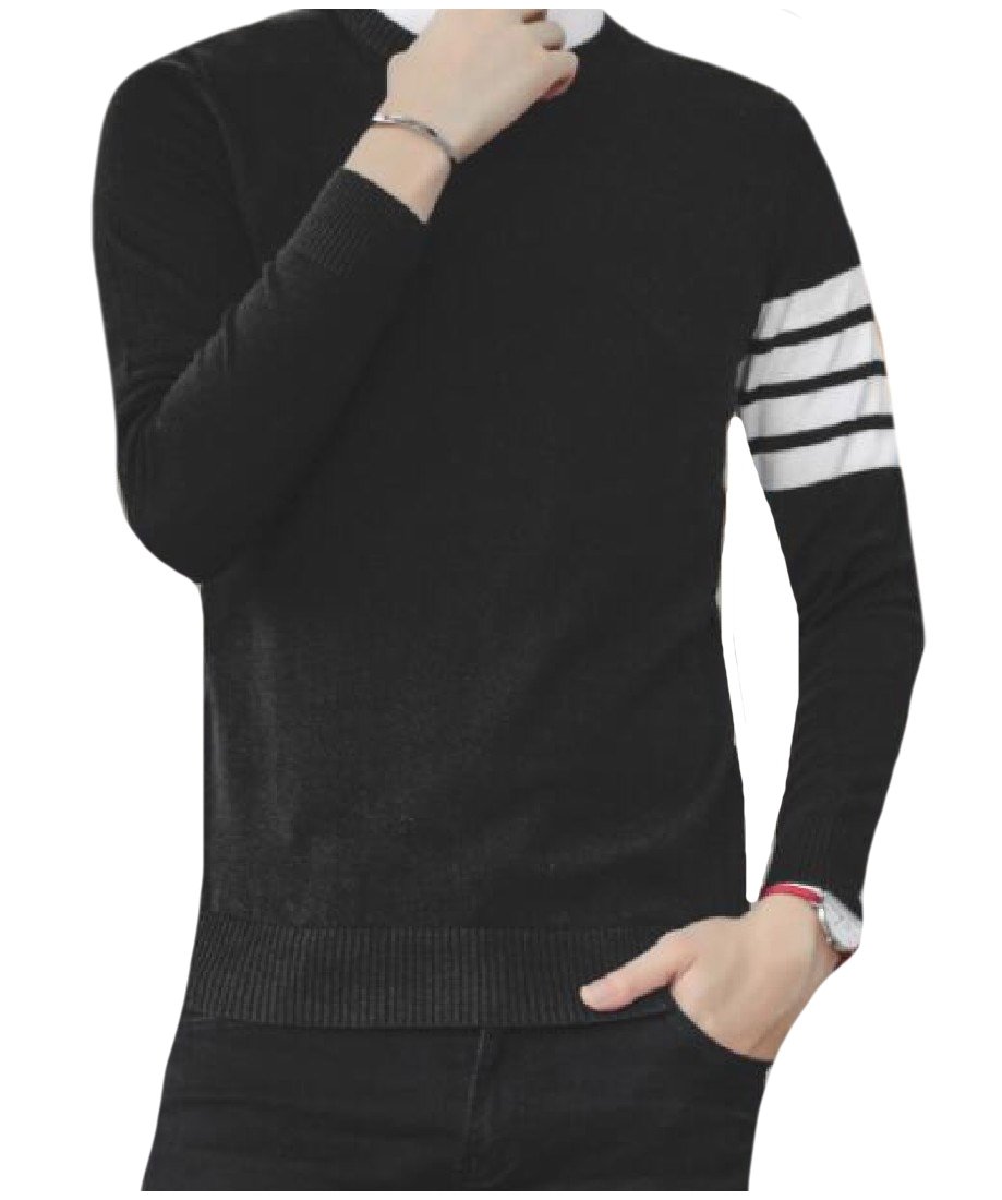 Buy XiaoShop Mens Long Sleeve Sweater Crew Neck Stripe Pullover Knitting Shirt, Black, US L=China XL — BookShops.in