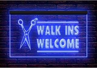 160021 Walk INS Welcome Beauty Haircut Barber Salon Shop Open Display LED Light Neon Sign (12