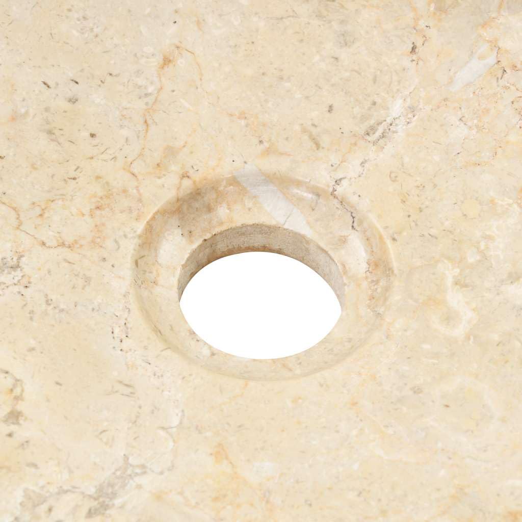 vidaXL Lavabo Mármol Mobiliario para Cuarto de Baño Grifos Decoración Casa Hogar Robusto Elegante Moderno Bricolaje Fontanería Color Crema 40x12cm Piedra Natural