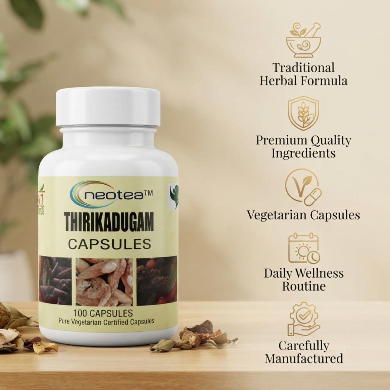 Neotea Trikatu Capsules 500mg | Dry Ginger, Long Pepper & Black Pepper Blend | Ayurvedic Herbal Supplement | Traditional Spice Blend | Daily Wellness Support | 100 Veg | No Additives — Amazon image 3