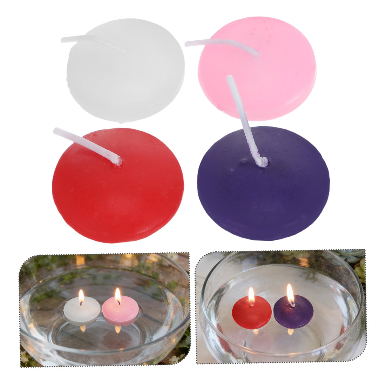 40 Pezzi Candele e Stabilità in Acqua in Paraffina e Cotone Galleggianti Eleganti per Decorazioni Tavolo Matrimonio e Feste Romantiche
