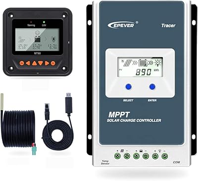 EPEVER MPPT Cargador solar Tracer AN serie 10A/20A/30A/40A con 12V/24V DC Identificación automática voltaje sistema (20A+MT50+RTS+RS485)