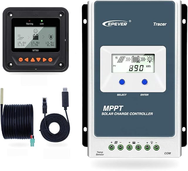 EPEVER MPPT Solarny regulator ładowania Tracer AN Series 10 A/20 A/30 A/40 A, z automatyczną identyfikacją napięcia systemu 12 V/24 V DC (40 A+MT50+RTS+RS485)