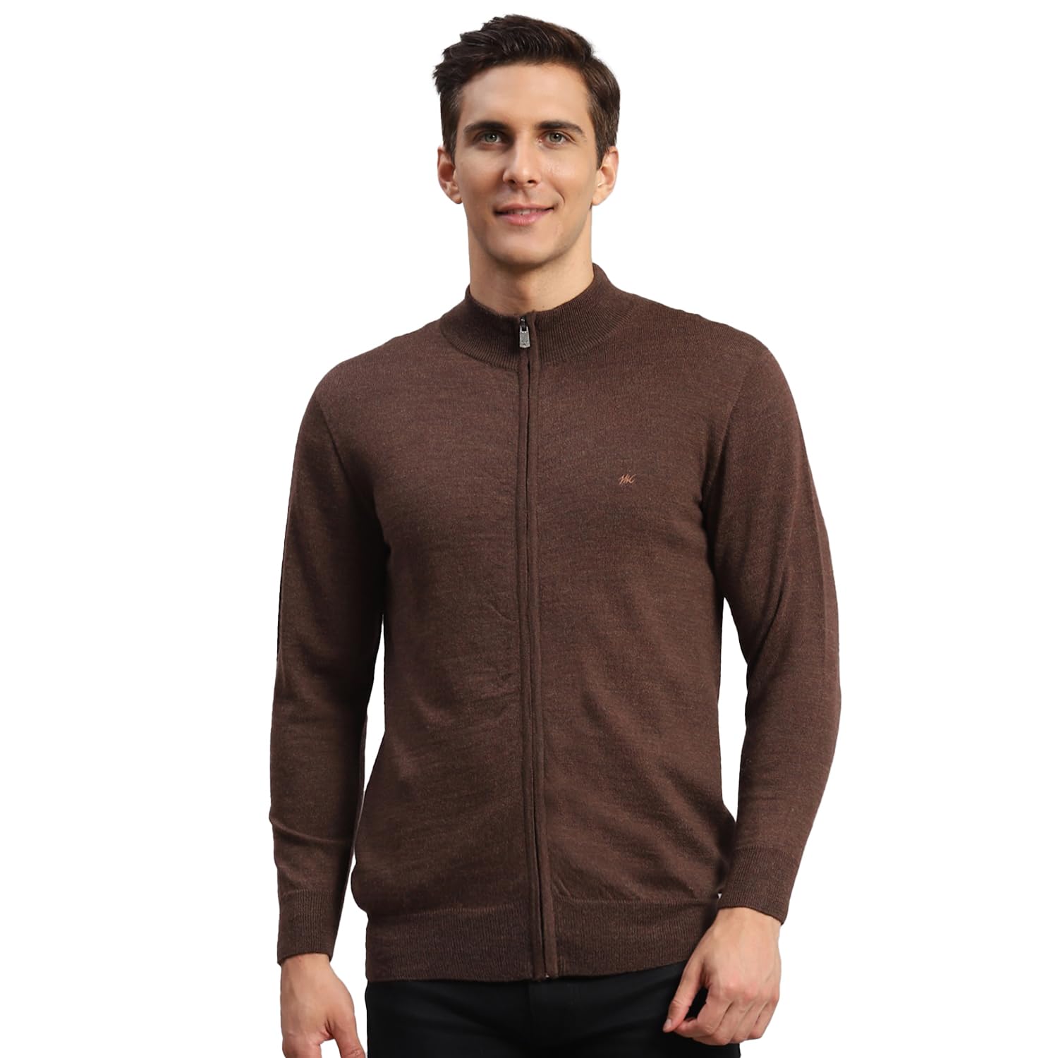 monte carlo Men's Regular Fit Pullover | Solid Pattern | Stand Collar Winter Pullover for Men | Full Sleeve Zipper Sweater-picture-32