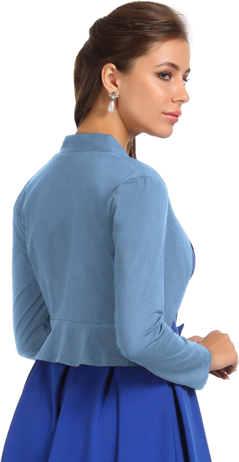 Belle Poque Women's Vintage Cropped Shrug Open Front Long Sleeve Ruffled Bolero Cardigan… at  Women’s Clothing store