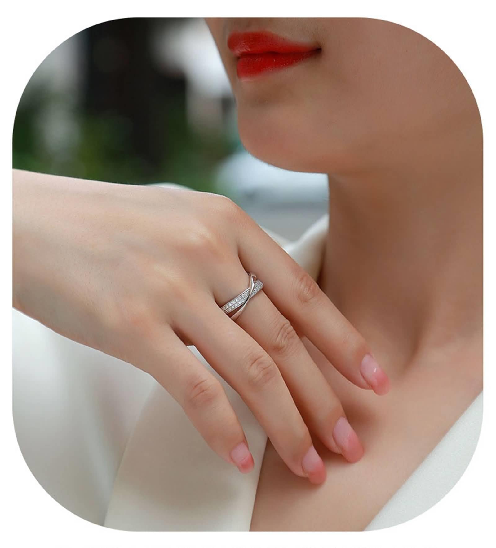 Pierścionek damski Moissanite, pierścionek zaręczynowy, białe złoto, elegancki pierścionek ślubny z prawdziwego złota