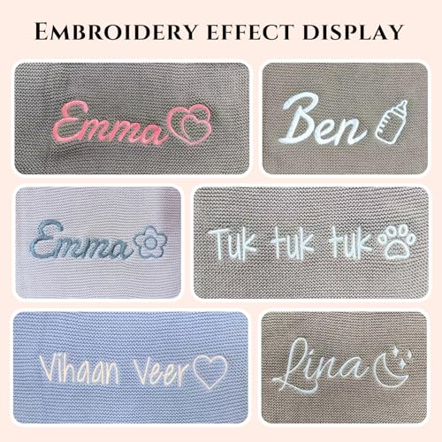 TICBIK Personalisierte Babydecke mit Namen Baumwolle, Strickdecke Baby Decke Neugeborenen Personalisiert, Babydecke Junge Mädchen Baby Geschenk Personalisiert Geschenke mit Namen