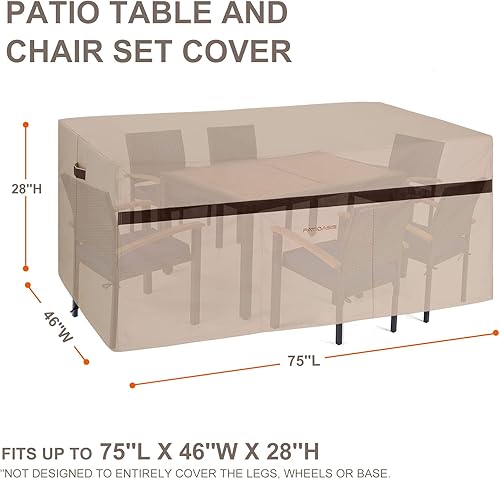 Miniatura 28 de Juego de comedor rectangular para exteriores para mesa y sillas de 90 pulgadas de largo x 64 pulgadas de ancho x 28 pulgadas de alto, impermeable