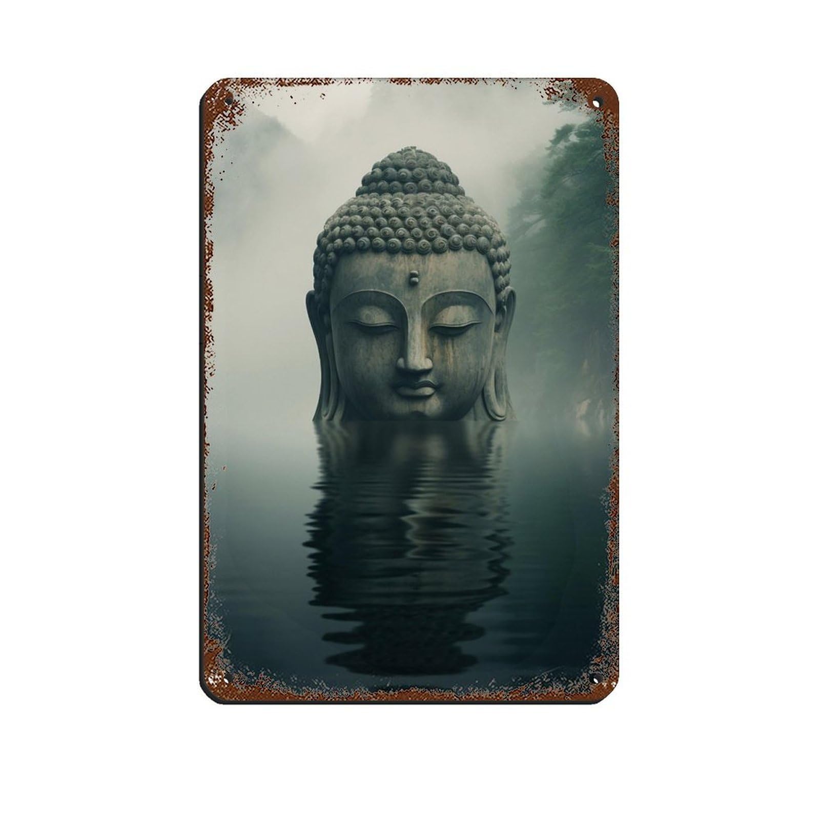 Peaceful Buddha in Water Tin Sign Vintage Metal Pub Club Cafe Bar Home Wall Art Decoration Poster Retro 8x12inch(20x30cm)
