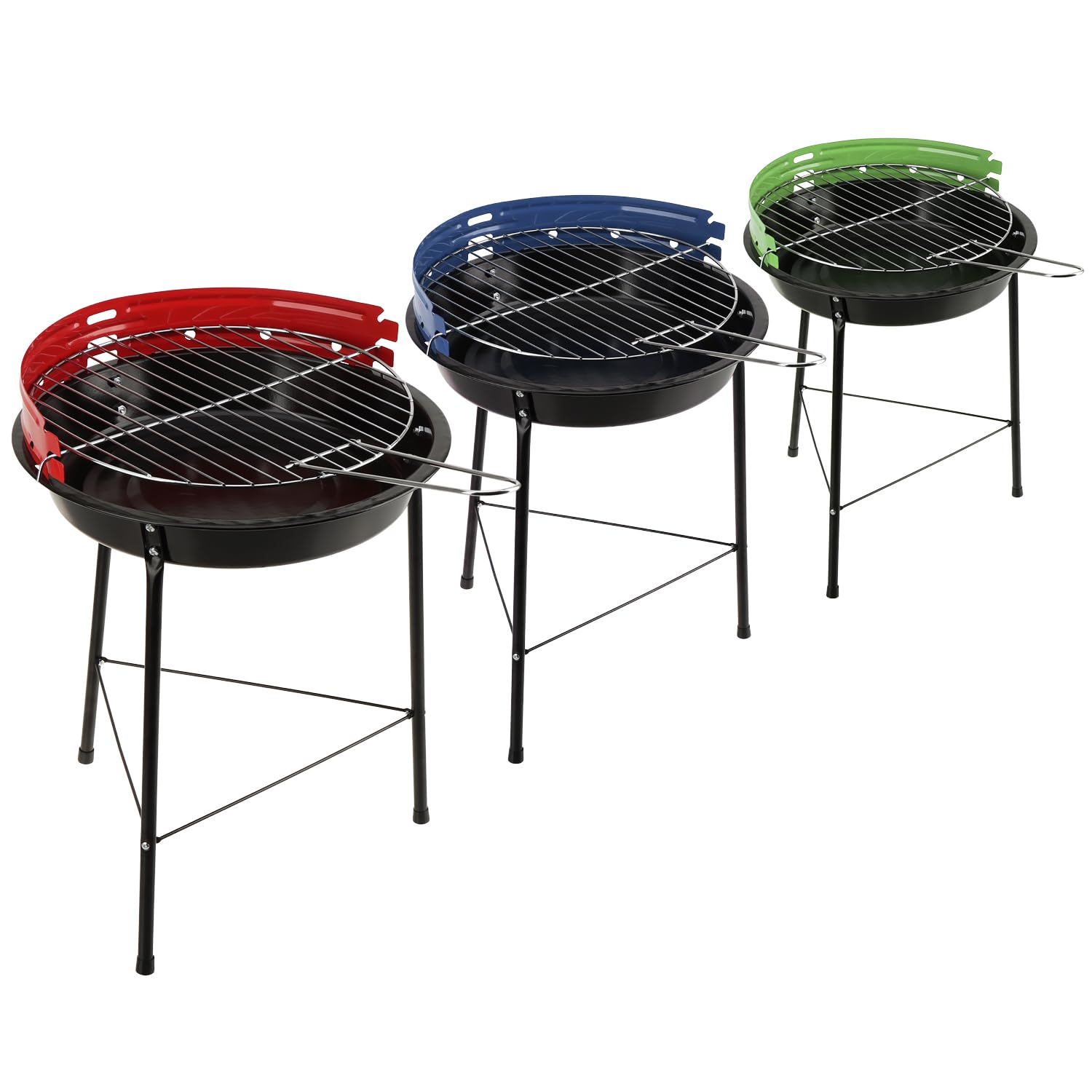 com-four® 3X Griglia per Barbecue, treppiede con griglia Regolabile | griglia rotonda in metallo per balcone - terrazza - giardino [la selezione varia]