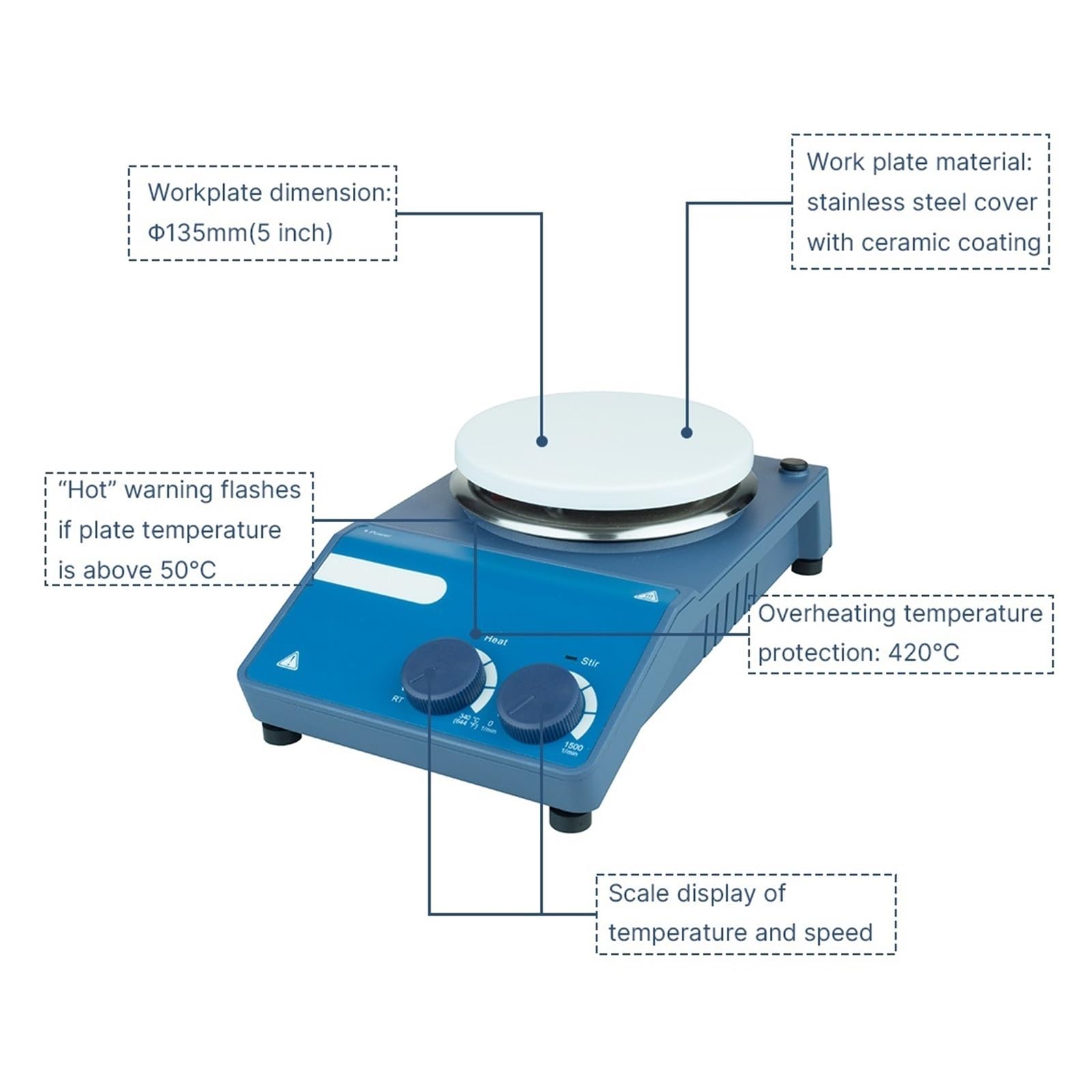 Agitatore Magnetico Con Piastra Riscaldante 1500 Giri/min Agitatori Magnetici Da Laboratorio Mescolare Accuratamente