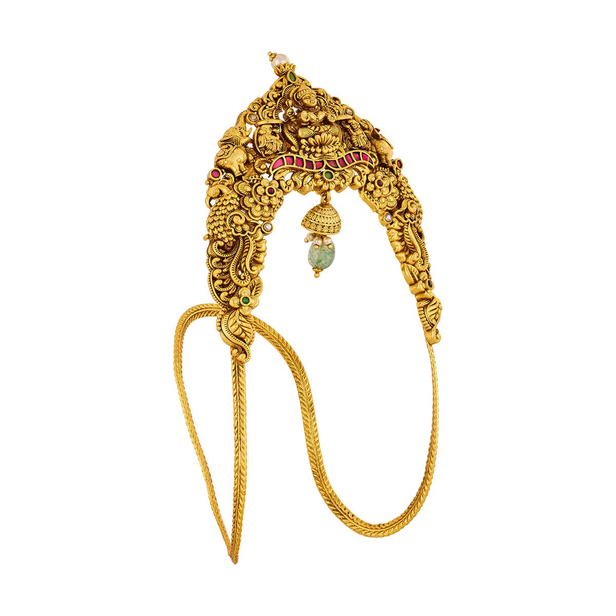 kushal's Fashion Jewellery Ruby-Green Gold Plated Antique Bajuband Adjustable Armlet with for Women | Bridal, Bridesmaid & Occasion Wear - 457465-picture-18