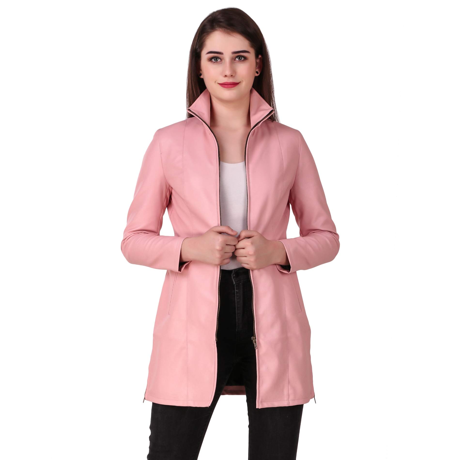 Leather Ladies Pink Rain Mac Brave Soul Bright Pink Festival