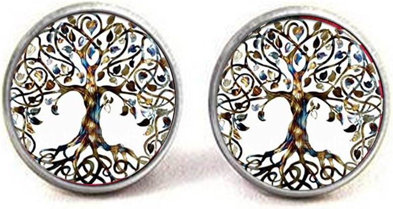 CHRWANG Vintage Ladies' cufflinks the Tree of Life Glass Gem Pendant Long Chain Blessing cufflinks …