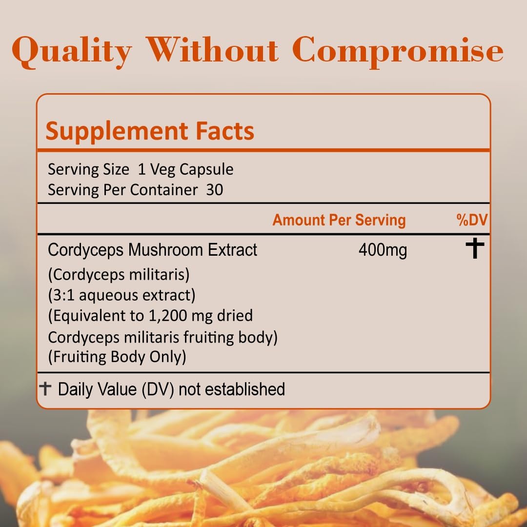 Coretribe® Cordyceps Militaris Mushroom Extract Capsules |Strength|Focus, Superfood Supplement,| Vegan, Non-GMO, 30 Count .for Optimal Health Benefits, 100% Authentic Cordyceps Easy-to-Swallow — Amazon image 5