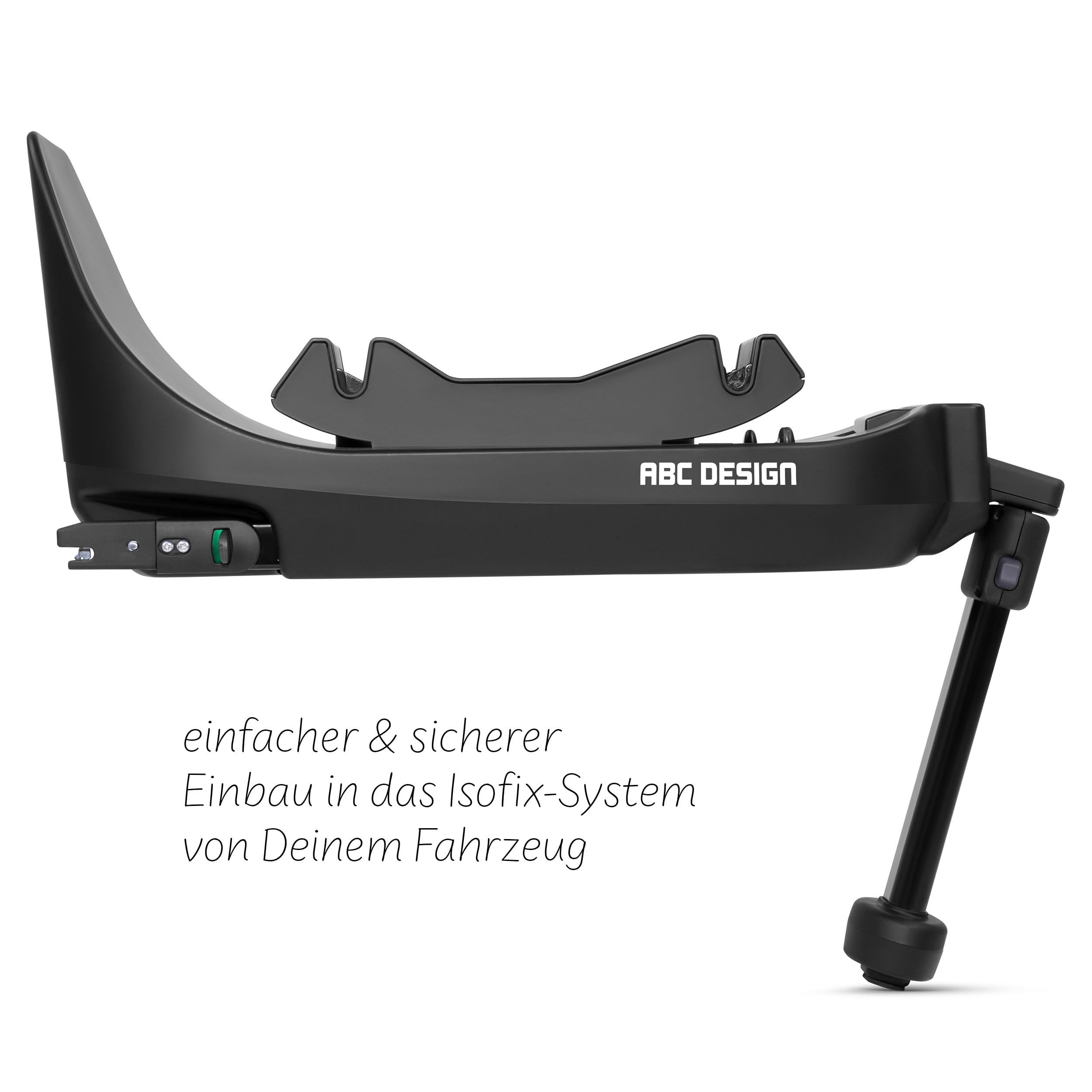 ABC Design Isofix Base Root – 360° Isofix Basis für die Babyschale Tulip & den Kindersitz Lily i-Size– höhenverstellbares Stützbein – Rotationssperre & Farbanzeige für korrekten Einbau