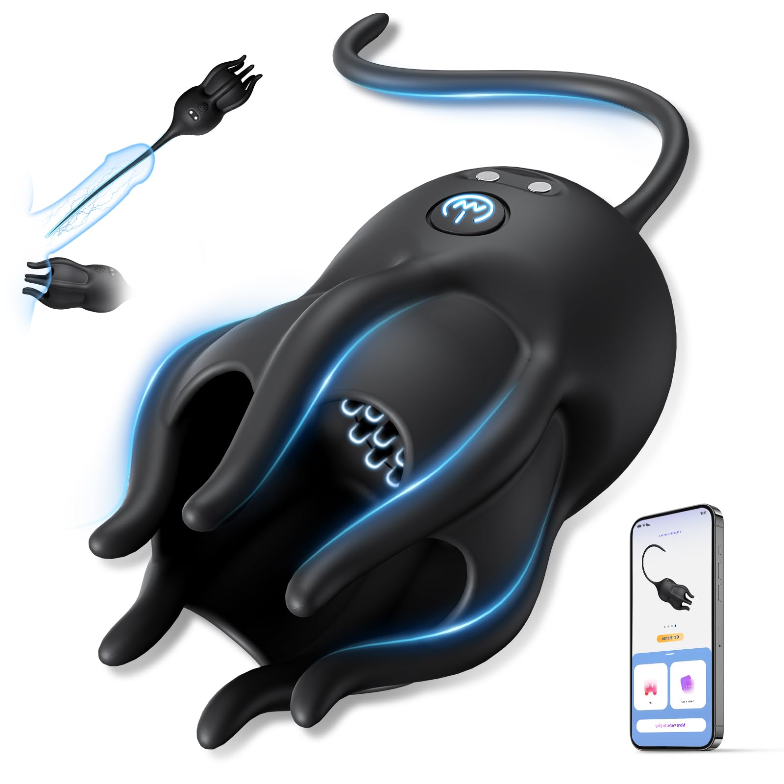 Tentacle Vibrator for Men - 10 Vibration Modes 360 Glans Wrap Body-Safe Silicone Waterproof Rechargeable Male Stroker Masturbator