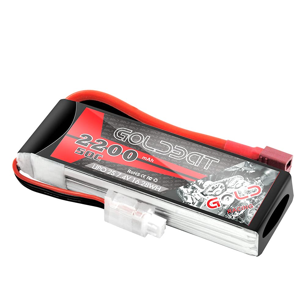 GOLDBAT 2200mAh 2S Lipo Battery 7.4V 50C Softcase Battery with T Connector for FPV Drone UAV Quadcopter Helicopter Airplane RC Boat RC Car RC Models