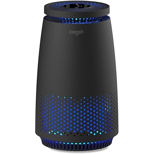 Air Purifiers for Home Bedroom, 3-in-1 HEPA Filter for Pets Dander Dust Pollen Smoke Odors, Quiet Air Cleaner with Sleep Mode, 12H Timer, Night Light, Aromatherapy, Safety Lock, Black