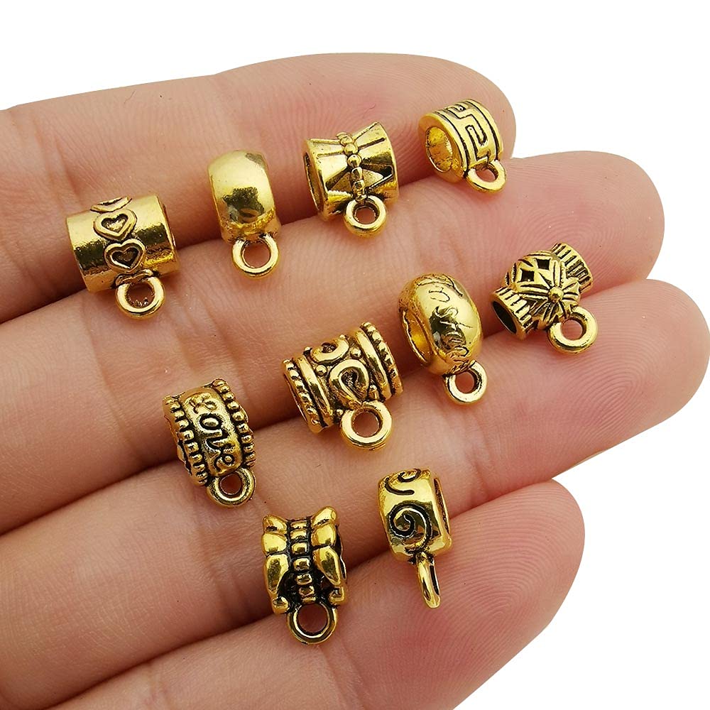 100 Stück Verschluss-Perlen-Charms, Bügelrohr-Perlen, lose Abstandshalter, Perlenaufhänger für Schmuckherstellung, DIY, Halsketten, Armbänder