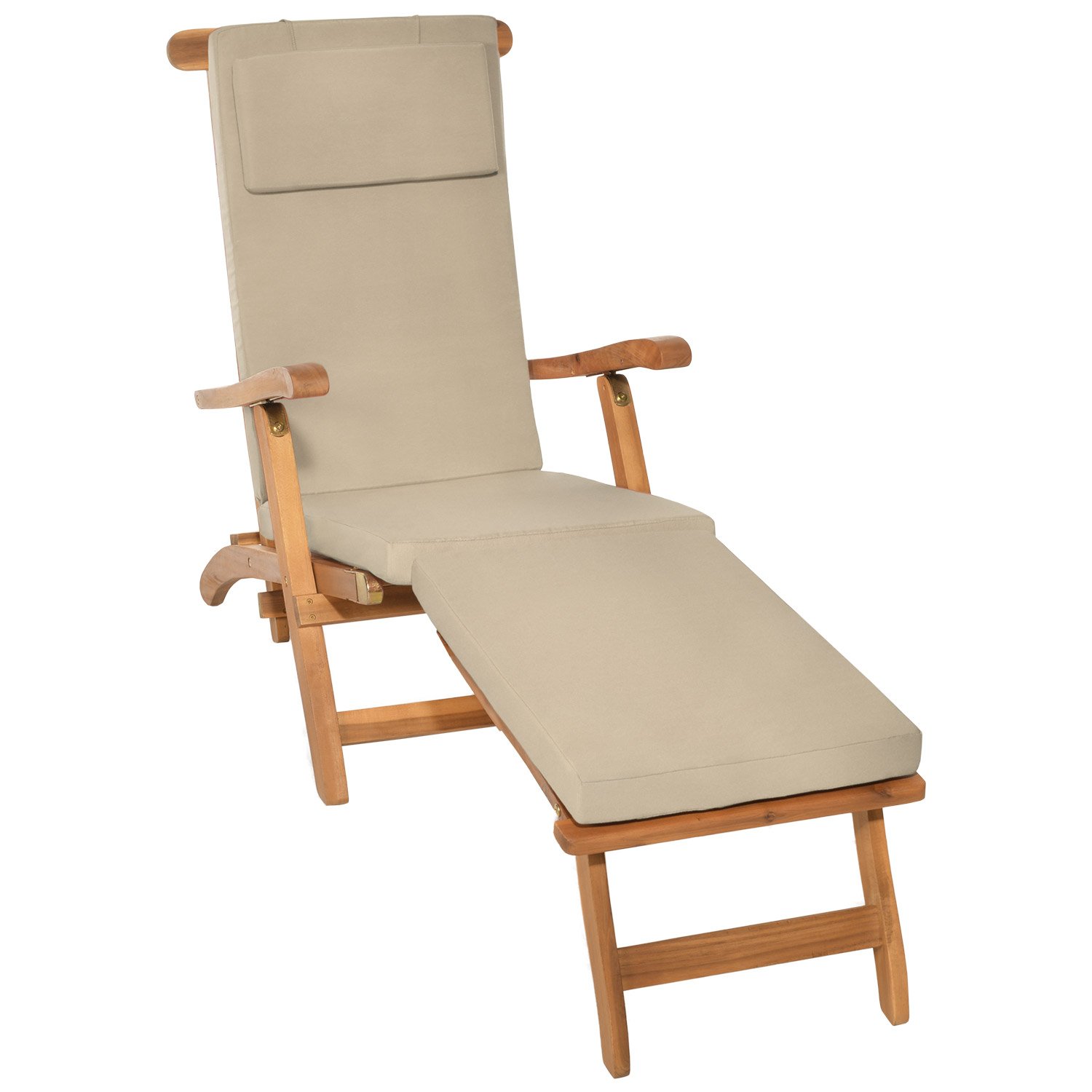 Beautissu 2X Cojin Colchoneta Tumbona Exterior 175x45x5 cm LoftLux DC – Colchoneta para Tumbona Desenfundable y Cómoda para Hamaca Jardín y Playa – Natural